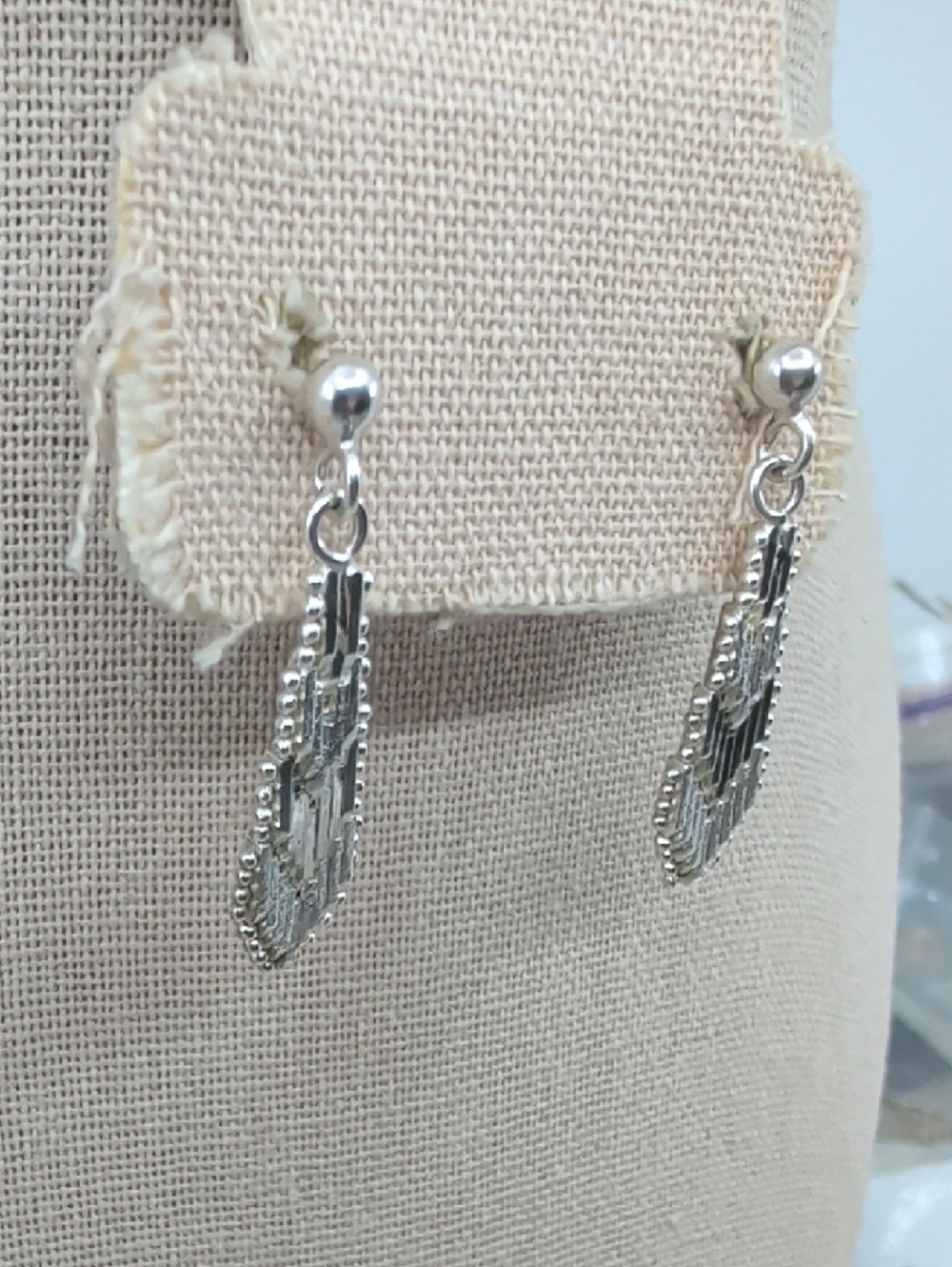 Vintage 925 Italy Sterling Silver Woven Mesh Geometric Drop Earrings Ball Stud - Picture 13 of 17